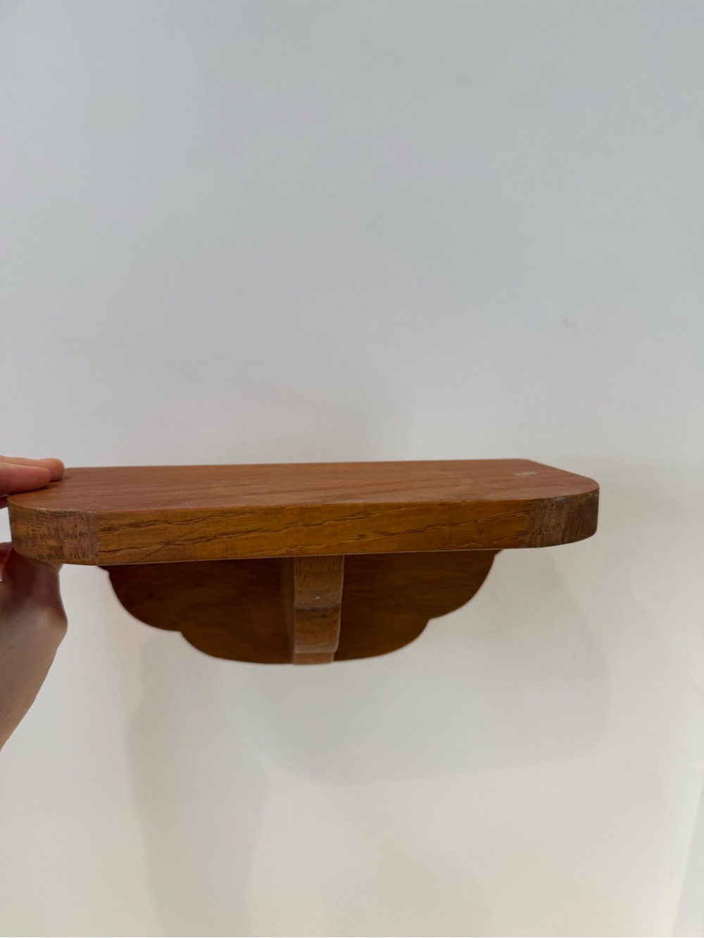 Vintage Small Wood Floating Shelf | Scalloped Edge Wall Decor Cottagecore - Picture 3 of 7
